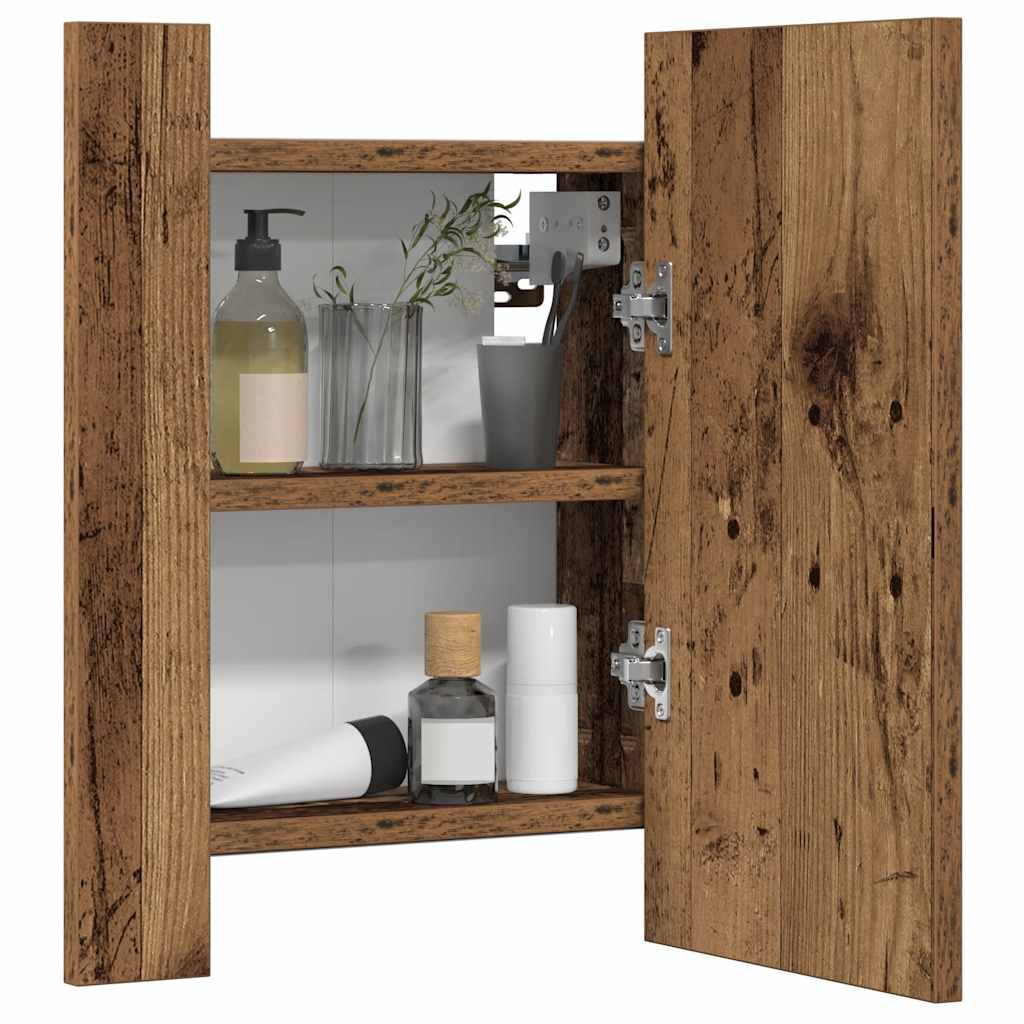 LED Bathroom Mirror Cabinet Old Wood 40x12x45 cm Engineered Wood - Bargainia.com - 