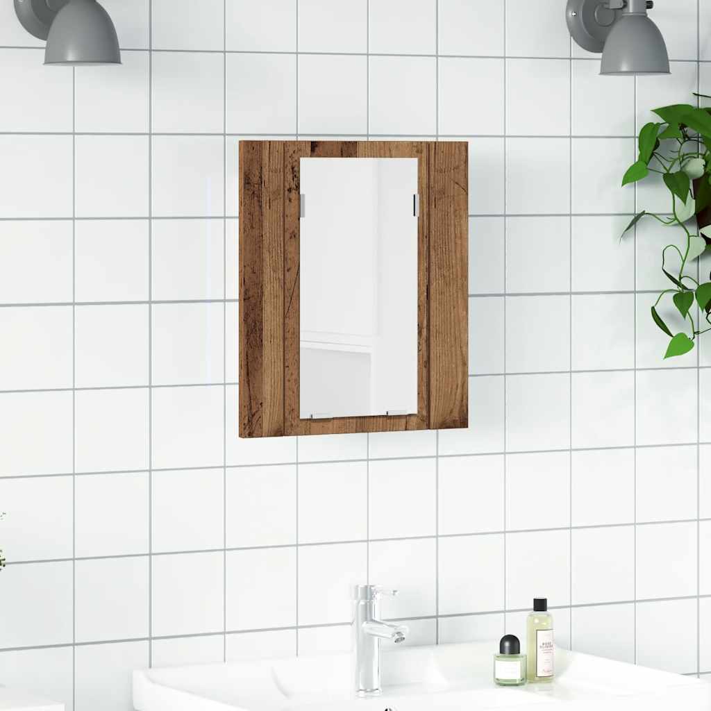 LED Bathroom Mirror Cabinet Old Wood 40x12x45 cm Engineered Wood - Bargainia.com - 