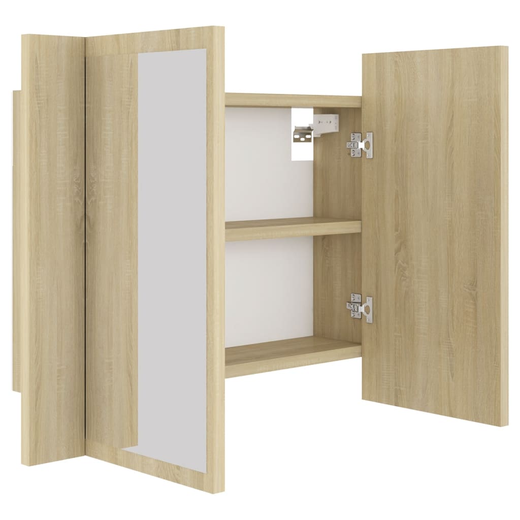 LED Bathroom Mirror Cabinet Sonoma Oak 60x12x45 cm Acrylic - Bargainia.com - 