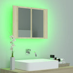 LED Bathroom Mirror Cabinet Sonoma Oak 60x12x45 cm Acrylic - Bargainia.com - 