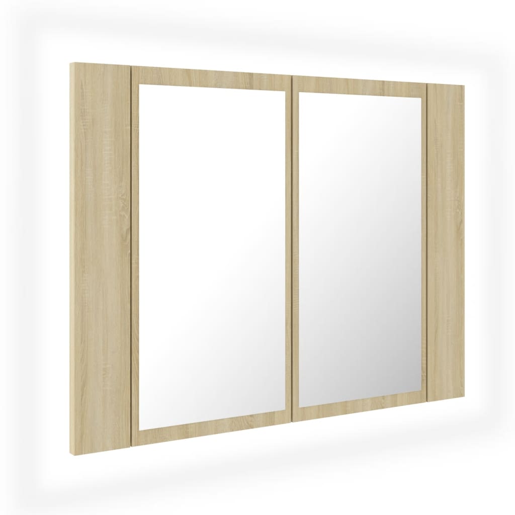 LED Bathroom Mirror Cabinet Sonoma Oak 60x12x45 cm Acrylic - Bargainia.com - 