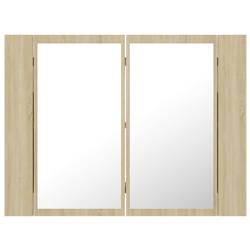LED Bathroom Mirror Cabinet Sonoma Oak 60x12x45 cm Acrylic - Bargainia.com - 