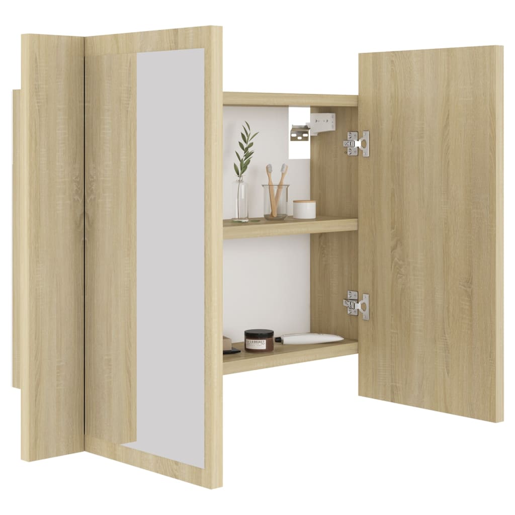 LED Bathroom Mirror Cabinet Sonoma Oak 60x12x45 cm Acrylic - Bargainia.com - 