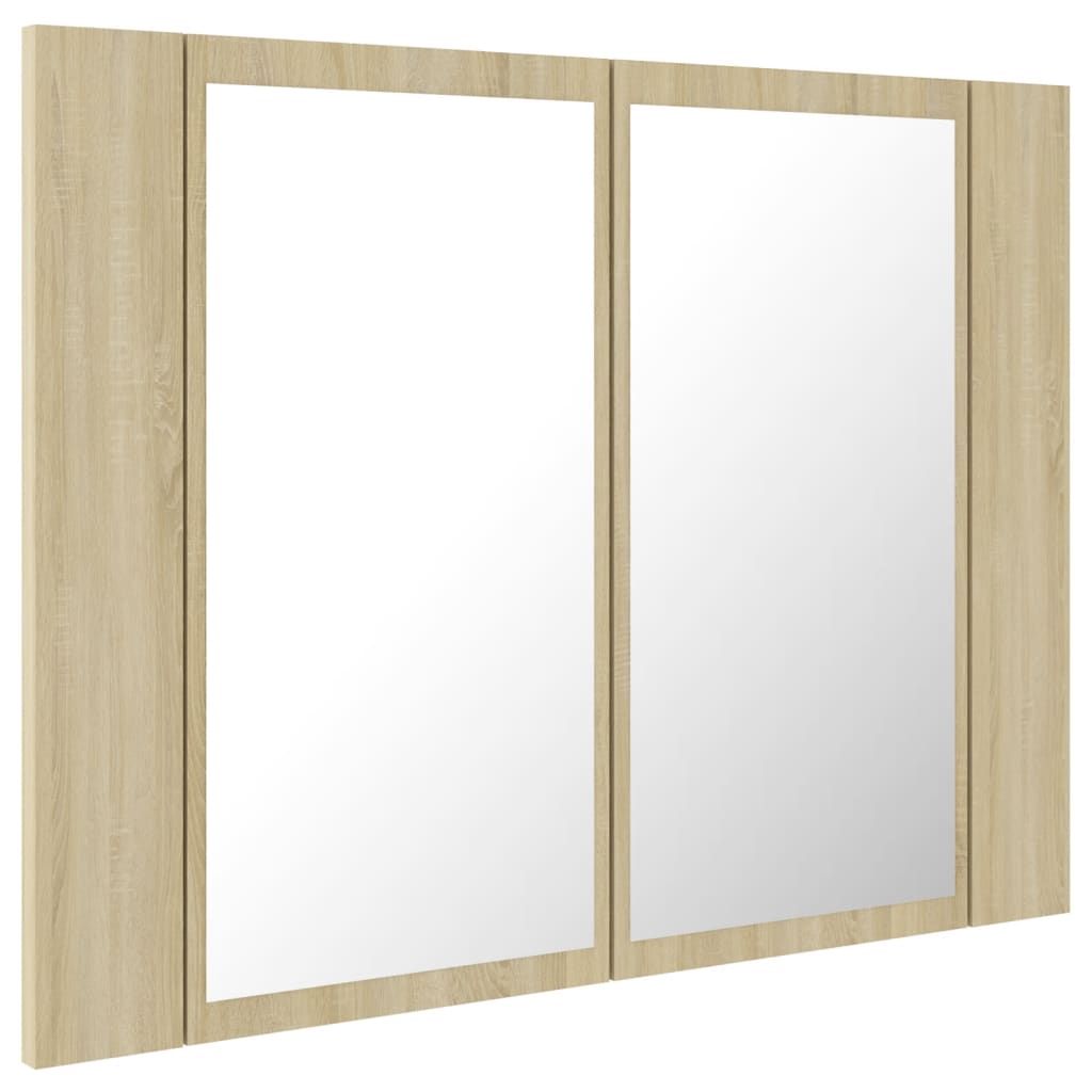 LED Bathroom Mirror Cabinet Sonoma Oak 60x12x45 cm Acrylic - Bargainia.com - 