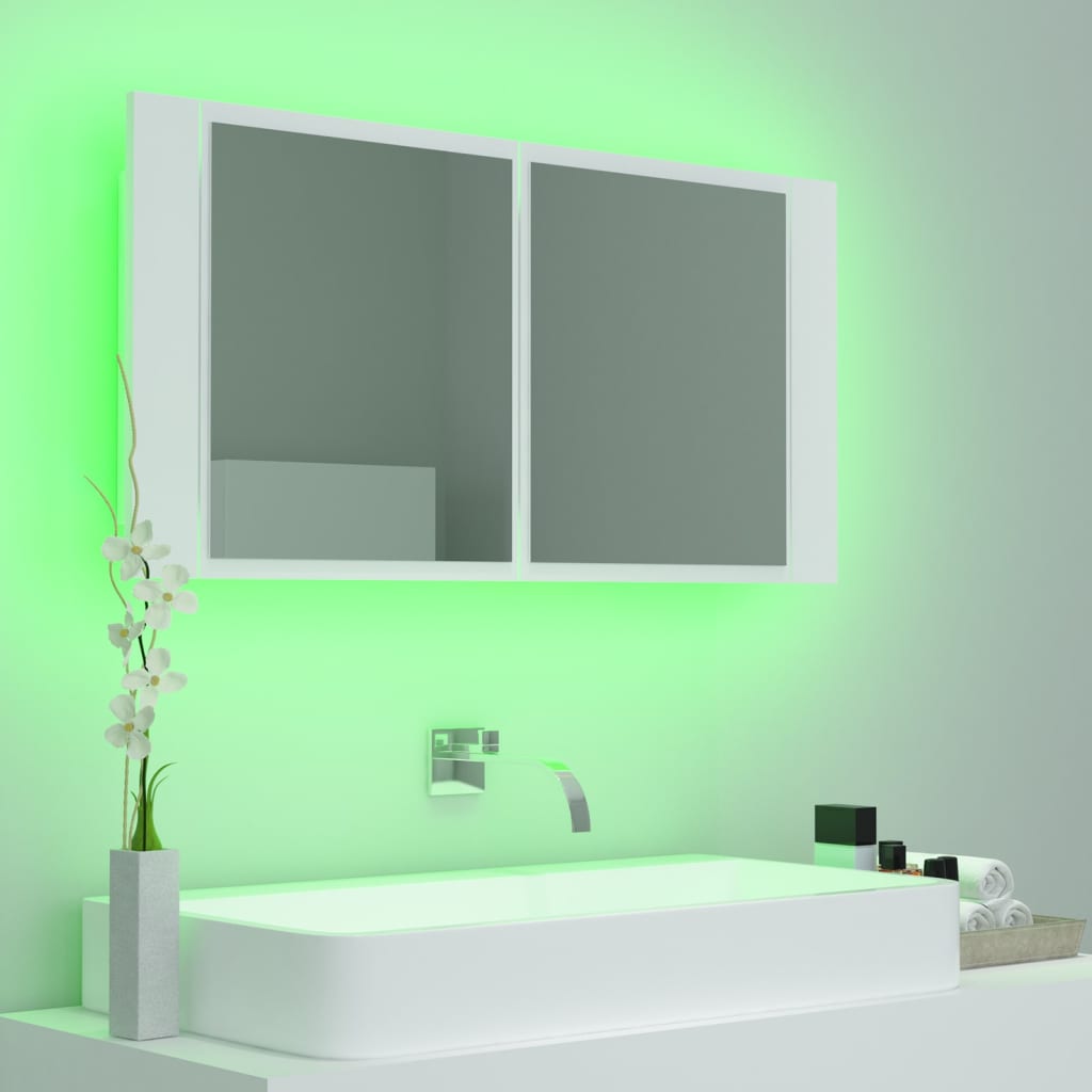 LED Bathroom Mirror Cabinet White 90x12x45 cm Acrylic - Bargainia.com - 8720286221570 - 804972