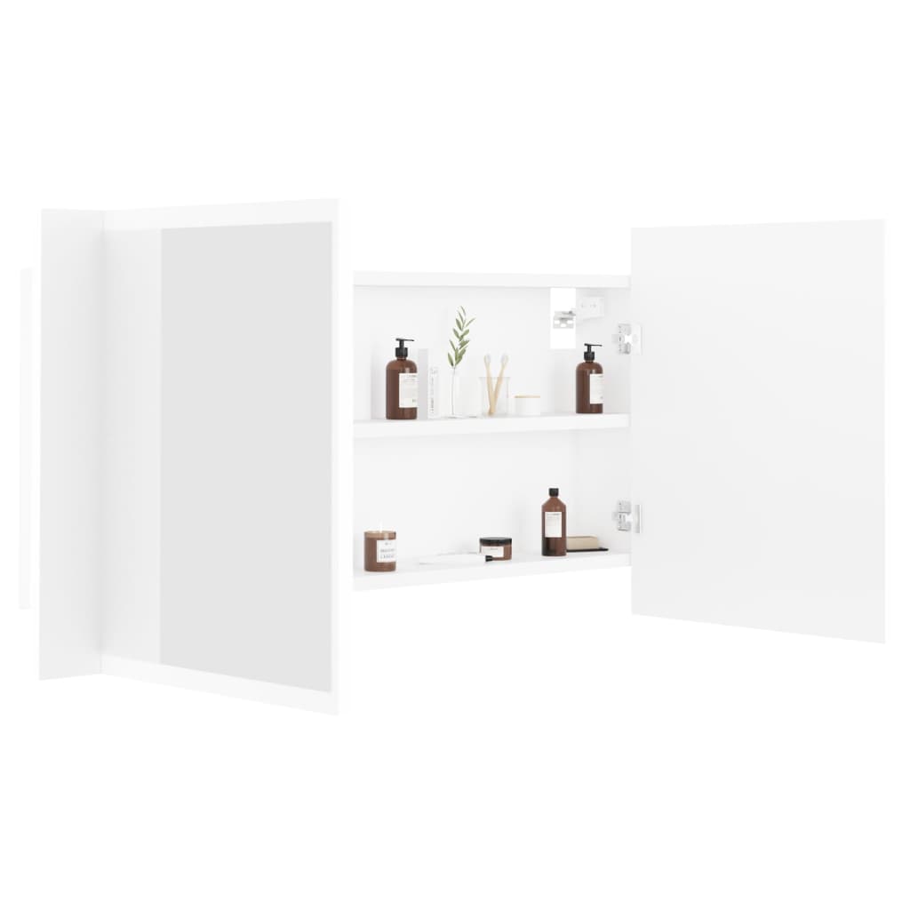 LED Bathroom Mirror Cabinet White 90x12x45 cm Acrylic - Bargainia.com - 