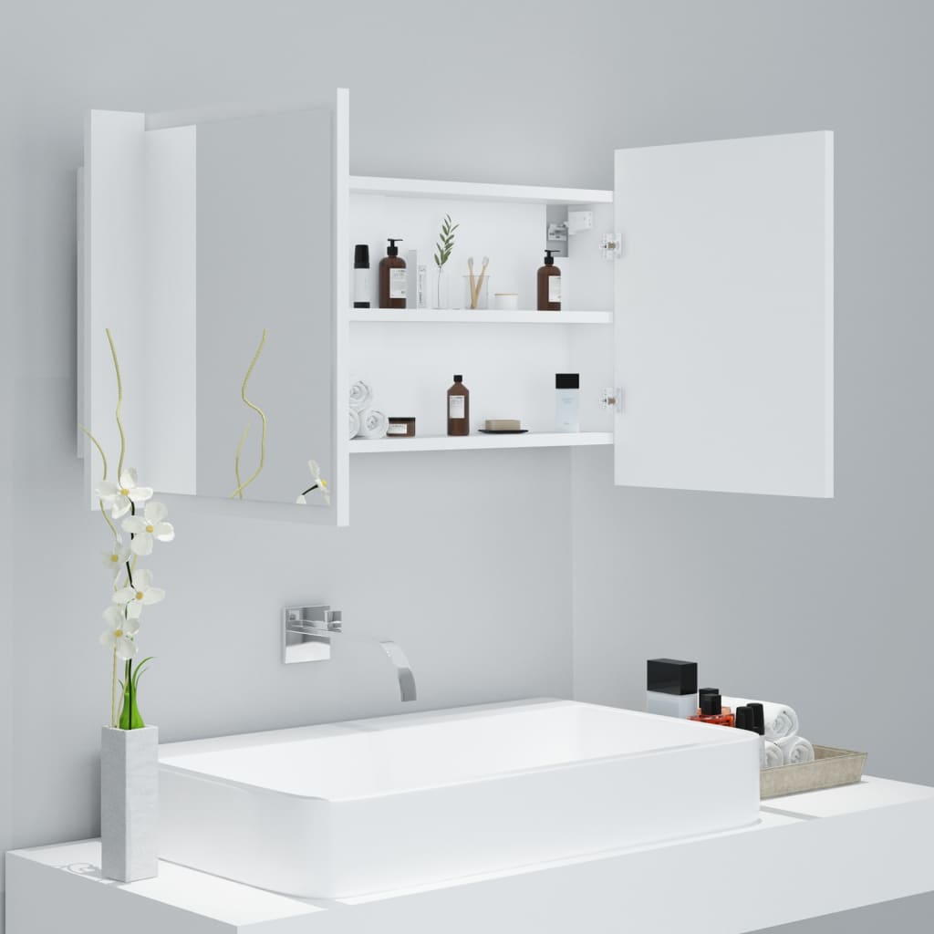 LED Bathroom Mirror Cabinet White 90x12x45 cm Acrylic - Bargainia.com - 8720286221570 - 804972