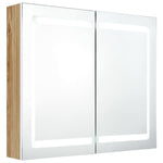 LED Bathroom Mirror Cabinet White and Oak 80x12x68 cm - Bargainia.com - 