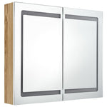 LED Bathroom Mirror Cabinet White and Oak 80x12x68 cm - Bargainia.com - 