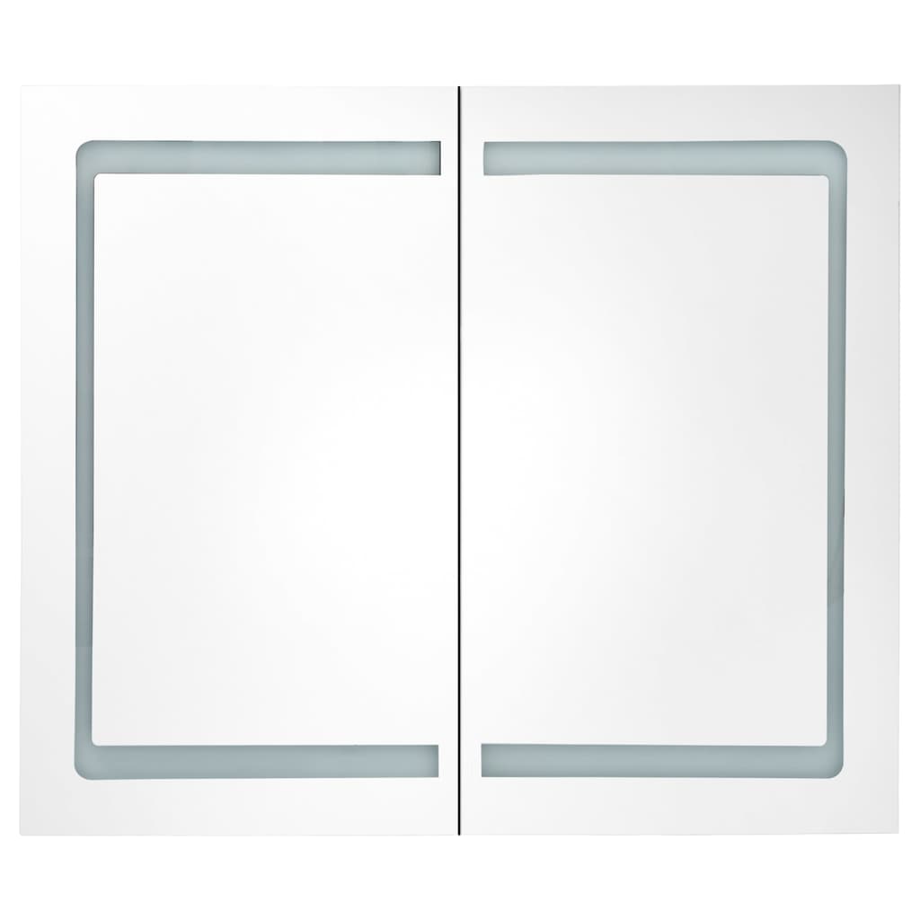 LED Bathroom Mirror Cabinet White and Oak 80x12x68 cm - Bargainia.com - 