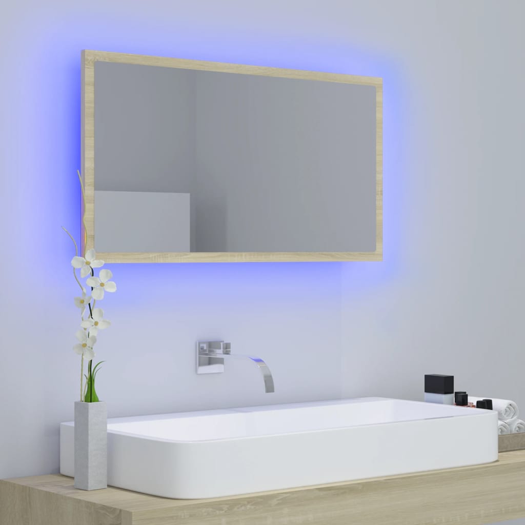 LED Bathroom Mirror Sonoma Oak 80x8.5x37 cm Acrylic - Bargainia.com - 8720286221129 - 804927