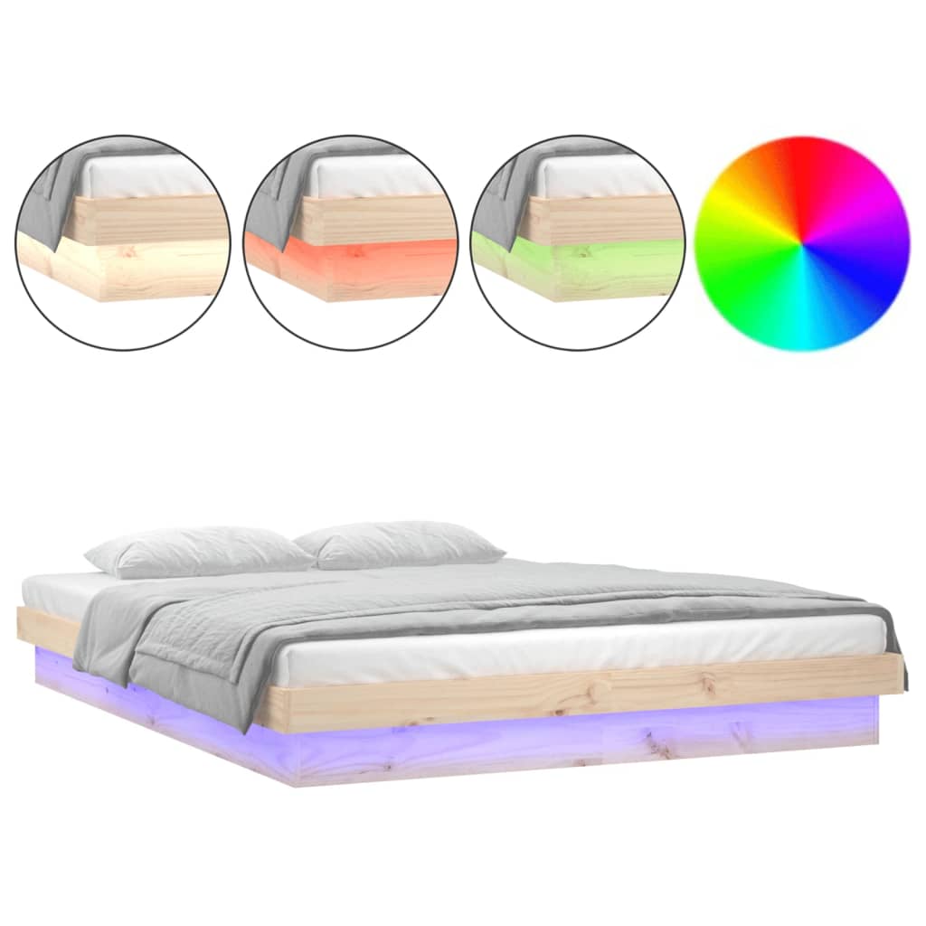 LED Bed Frame without Mattress 120x200 cm Solid Wood - Bargainia.com - 8720287071556 - 819967