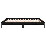 LED Bed Frame without Mattress Black 120x190 cm Small Double Solid Wood - Bargainia.com - 