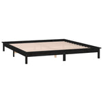 LED Bed Frame without Mattress Black 120x190 cm Small Double Solid Wood - Bargainia.com - 