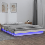 LED Bed Frame without Mattress White 140x190 cm Solid Wood - Bargainia.com - 8720287072065 - 820018