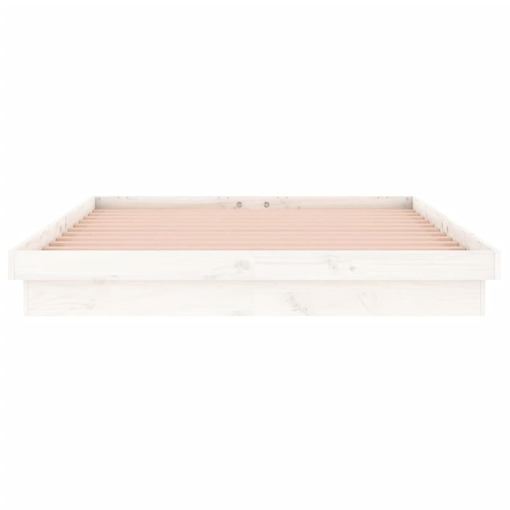 LED Bed Frame without Mattress White 140x190 cm Solid Wood - Bargainia.com - 8720287072065 - 820018