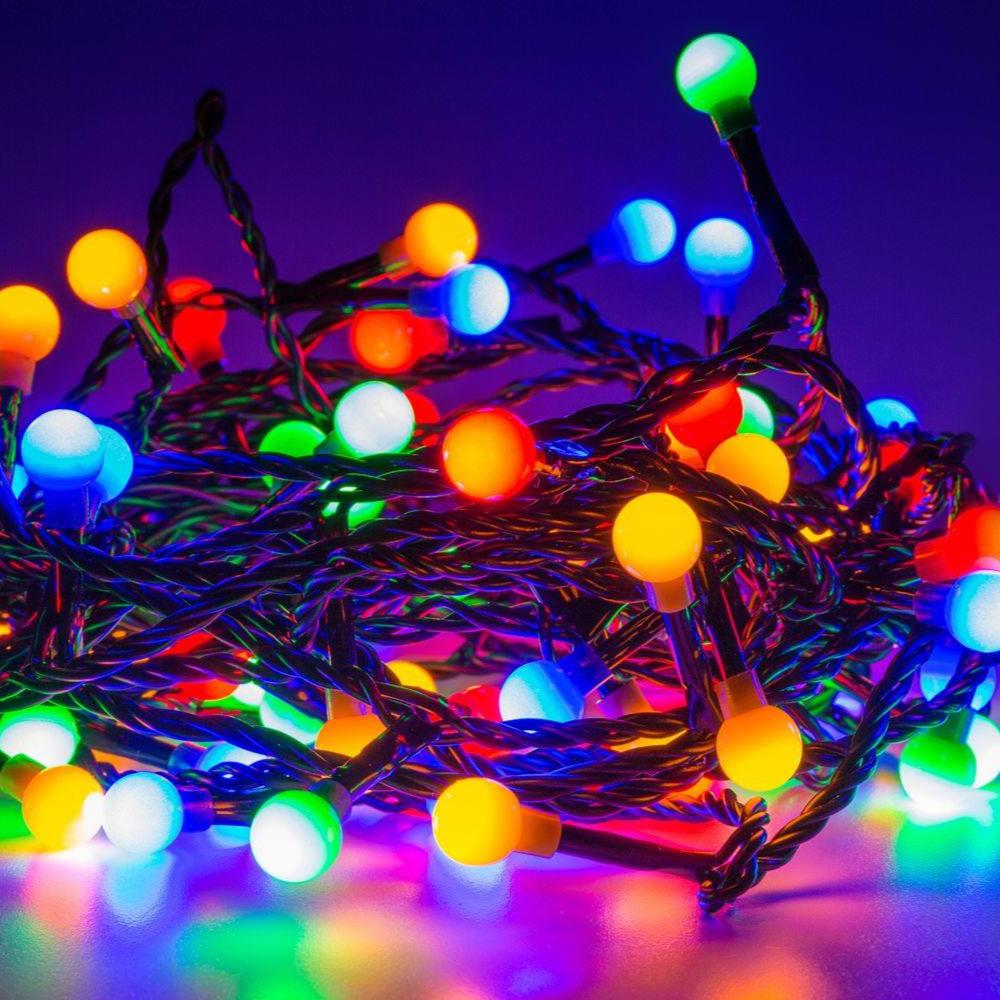 LED Berry Bulbs Battery Operated 8 Function (100 Lights) - Multicoloured Lights Lighting Bargainia