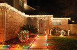 LED Indoor & Outdoor Snowing Icicle Chaser Lights with White Cable (960 Lights) - Warm White Lights - Bargainia.com - 