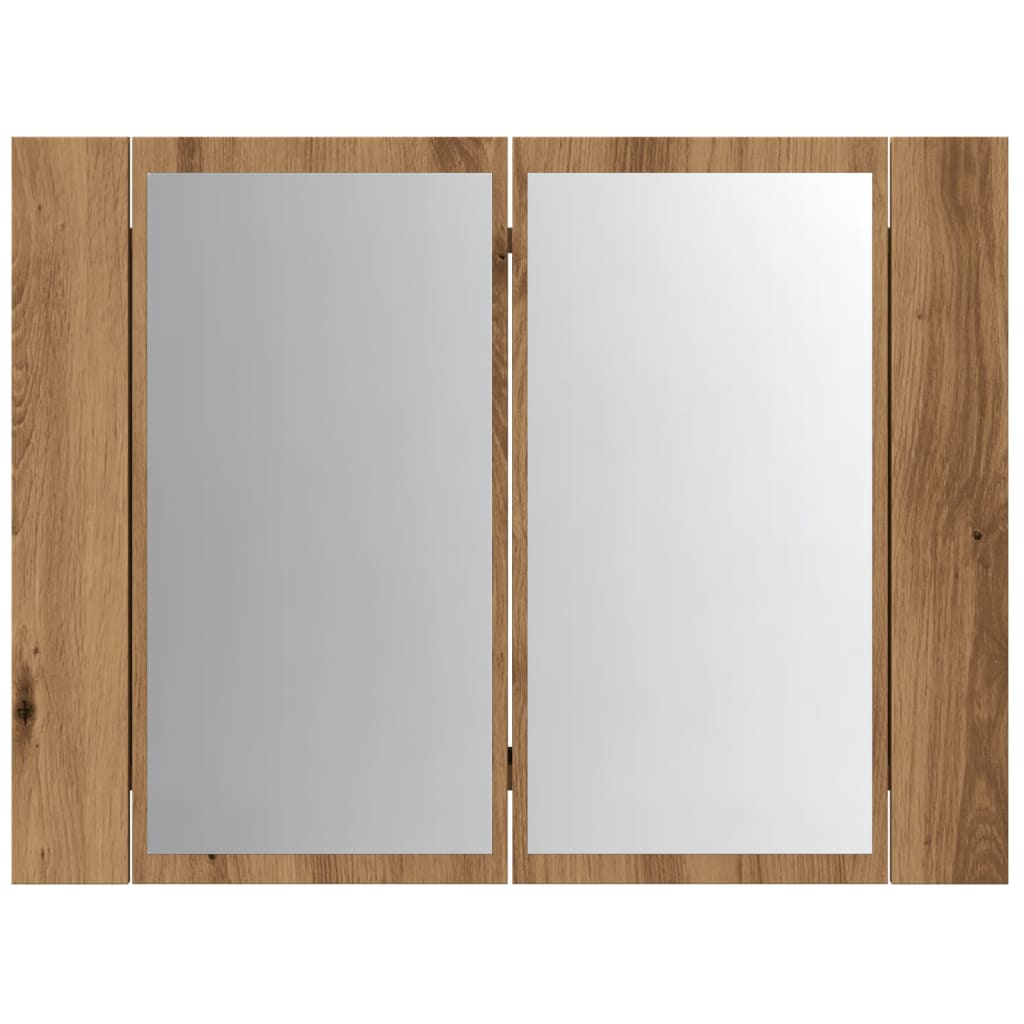 LED Mirror Cabinet Artisan Oak 60x12x45 cm Engineered Wood - Bargainia.com - 8721158437402 - 856283