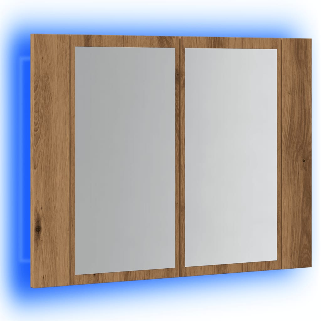 LED Mirror Cabinet Artisan Oak 60x12x45 cm Engineered Wood - Bargainia.com - 8721158437402 - 856283