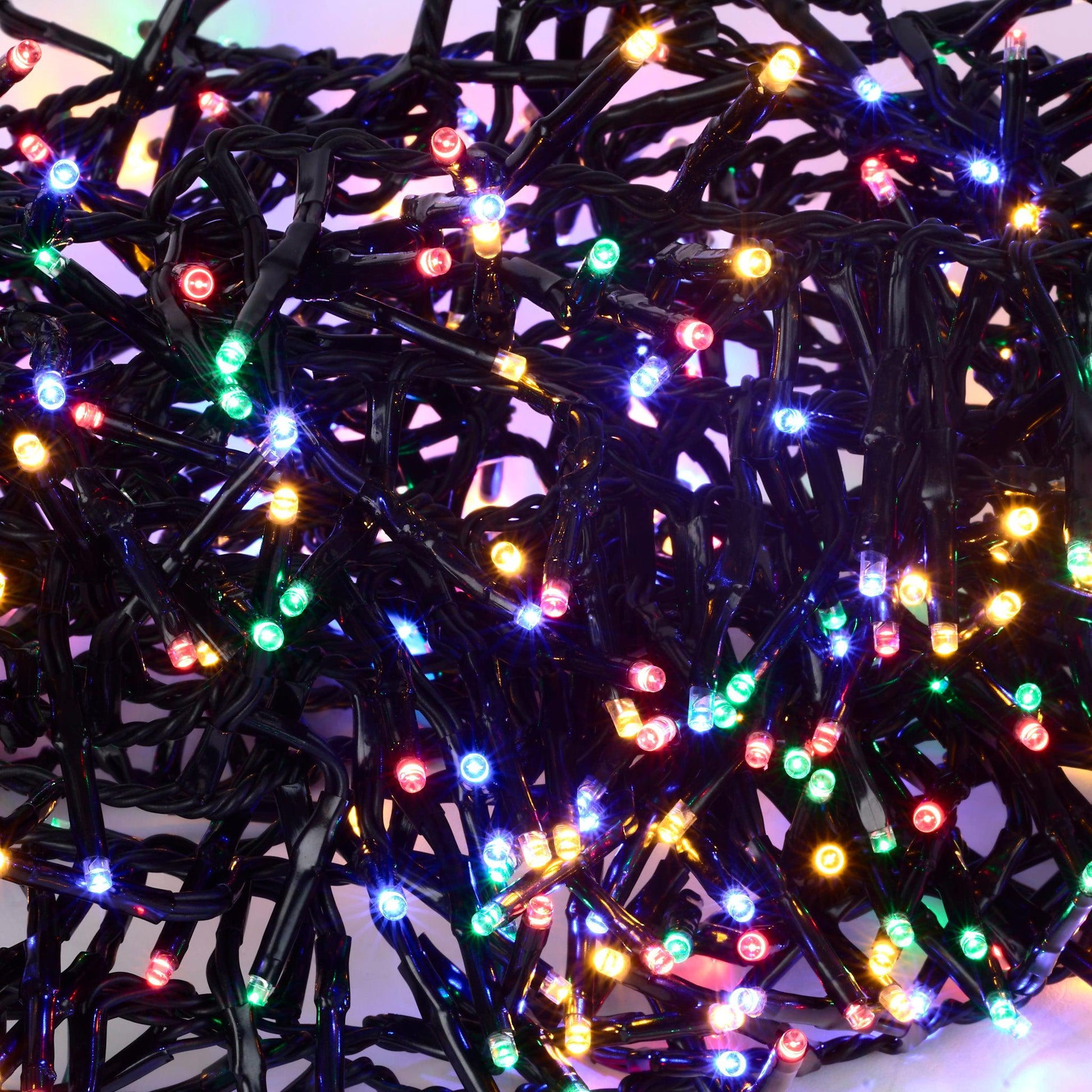 LED Waterproof Cluster Fairy Lights with Green Cable (480 Cluster Lights - 17.5M Cable) - Multicoloured Lights Lighting Bargainia