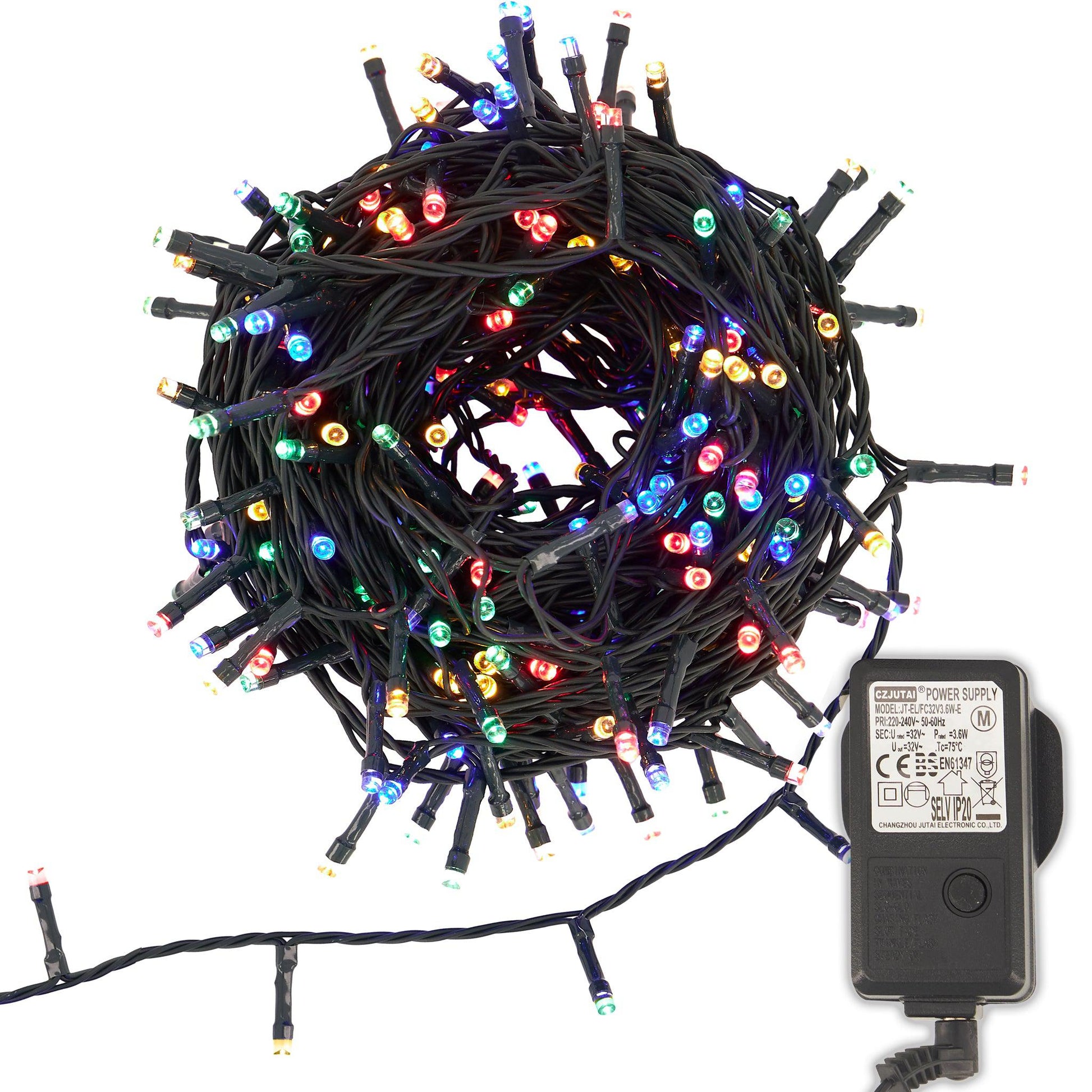 LED Waterproof Fairy Lights 8 Function with Green Cable (800 Lights - 60M Cable) - Multicoloured Lighting Bargainia