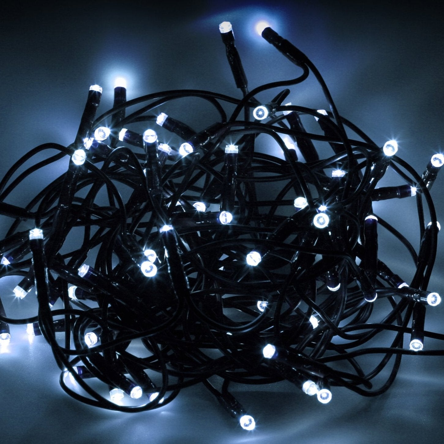 LED Waterproof Fairy Lights Static with Green Cable (200) - Cool White Lighting Bargainia
