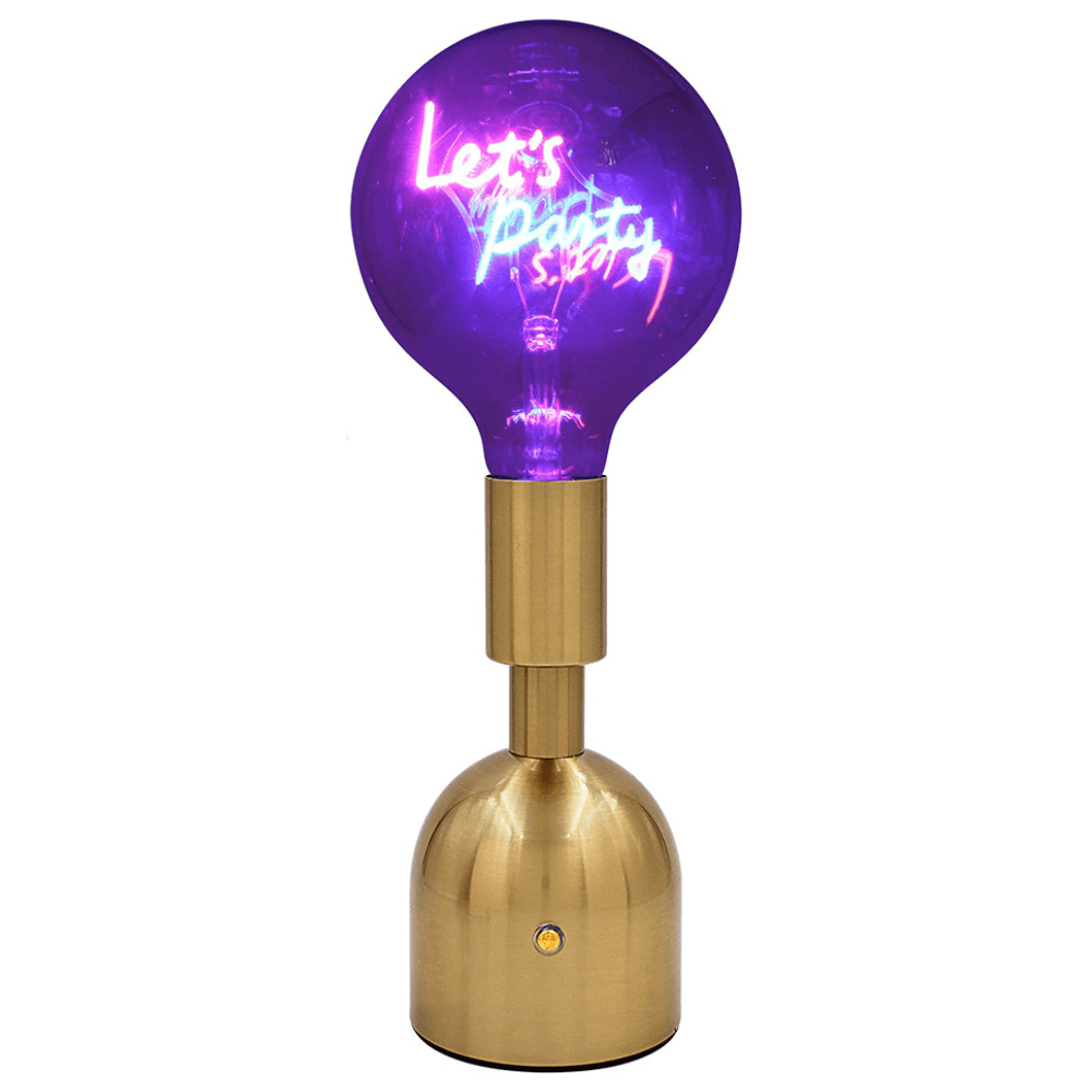 Let's Party LED Neon Text Brass Accent Decorative Lamp Clearance