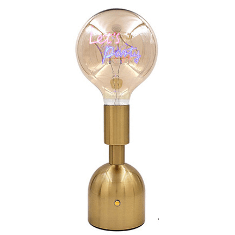 Let's Party LED Neon Text Brass Accent Decorative Lamp Clearance