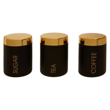 Liberty Set Of 3 Black Enamel Tea Coffee And Sugar Canisters - Bargainia.com - 5018705450070