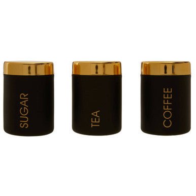 Liberty Set Of 3 Black Enamel Tea Coffee And Sugar Canisters - Bargainia.com - 5018705450070