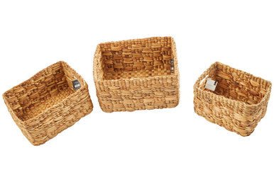 Lidi Set of 3 Natural Water Hyacinth Storage Baskets - Bargainia.com - 5018705347851