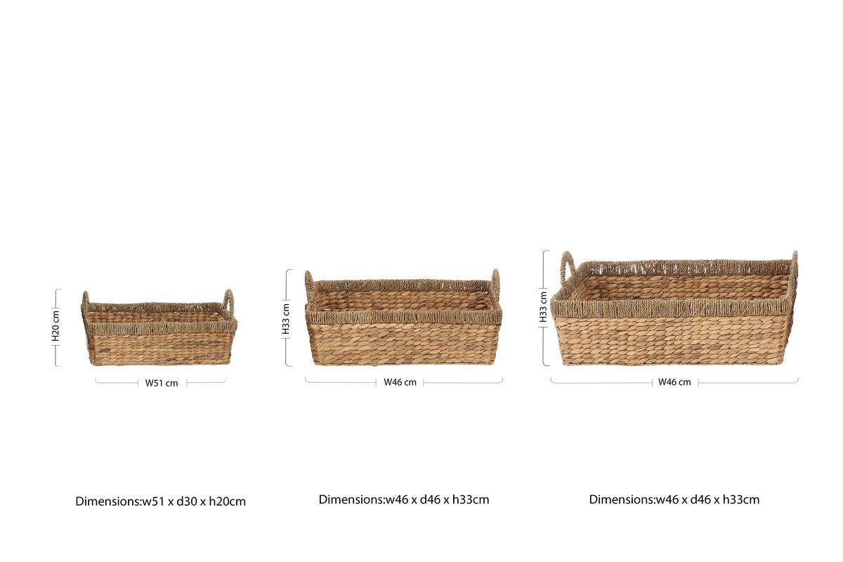 Lidi Set Of 3 Seagrass Storage Baskets with Handles - Bargainia.com - 5018705414232
