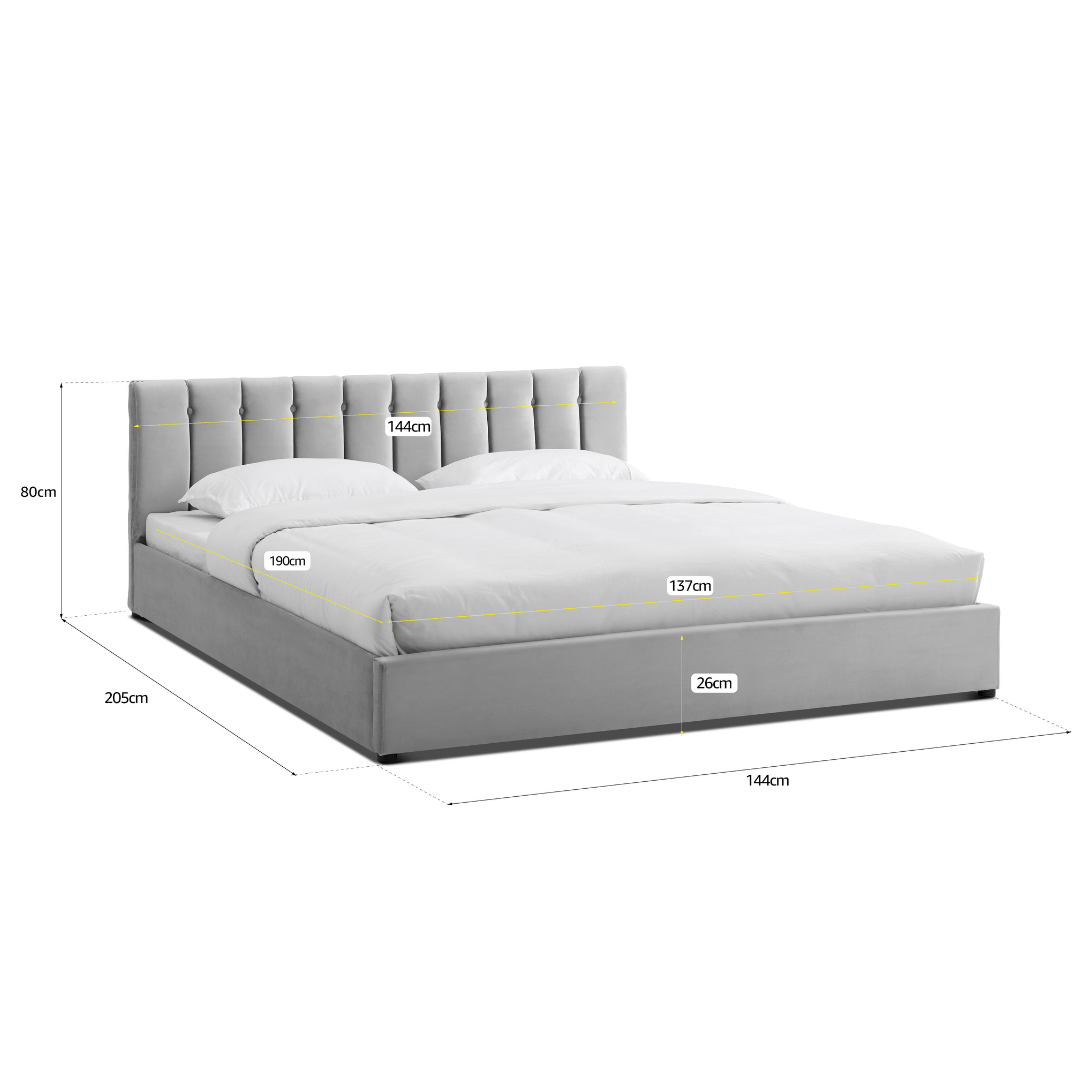 Light Grey Velvet Plush Ottoman Storage Bed Frame - Double - Bargainia.com - 5056536100221 - MLM - 170955 - D - LGY