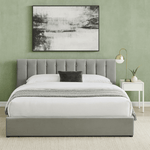 Light Grey Velvet Plush Ottoman Storage Bed Frame - Double - Bargainia.com - 