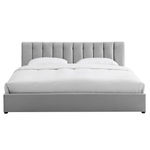 Light Grey Velvet Plush Ottoman Storage Bed Frame - Double - Bargainia.com - 