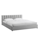 Light Grey Velvet Plush Ottoman Storage Bed Frame - Super King - Bargainia.com - 