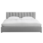 Light Grey Velvet Plush Ottoman Storage Bed Frame - Super King - Bargainia.com - 