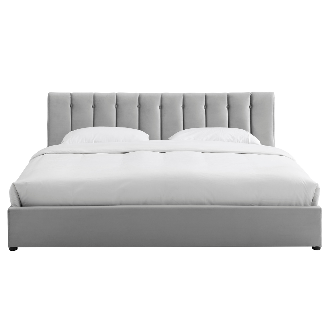 Light Grey Velvet Plush Ottoman Storage Bed Frame - Super King - Bargainia.com - 5056536100245 - MLM - 170955 - SK - LGY