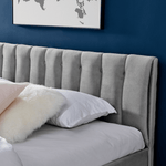 Light Grey Velvet Plush Ottoman Storage Bed Frame - Super King - Bargainia.com - 