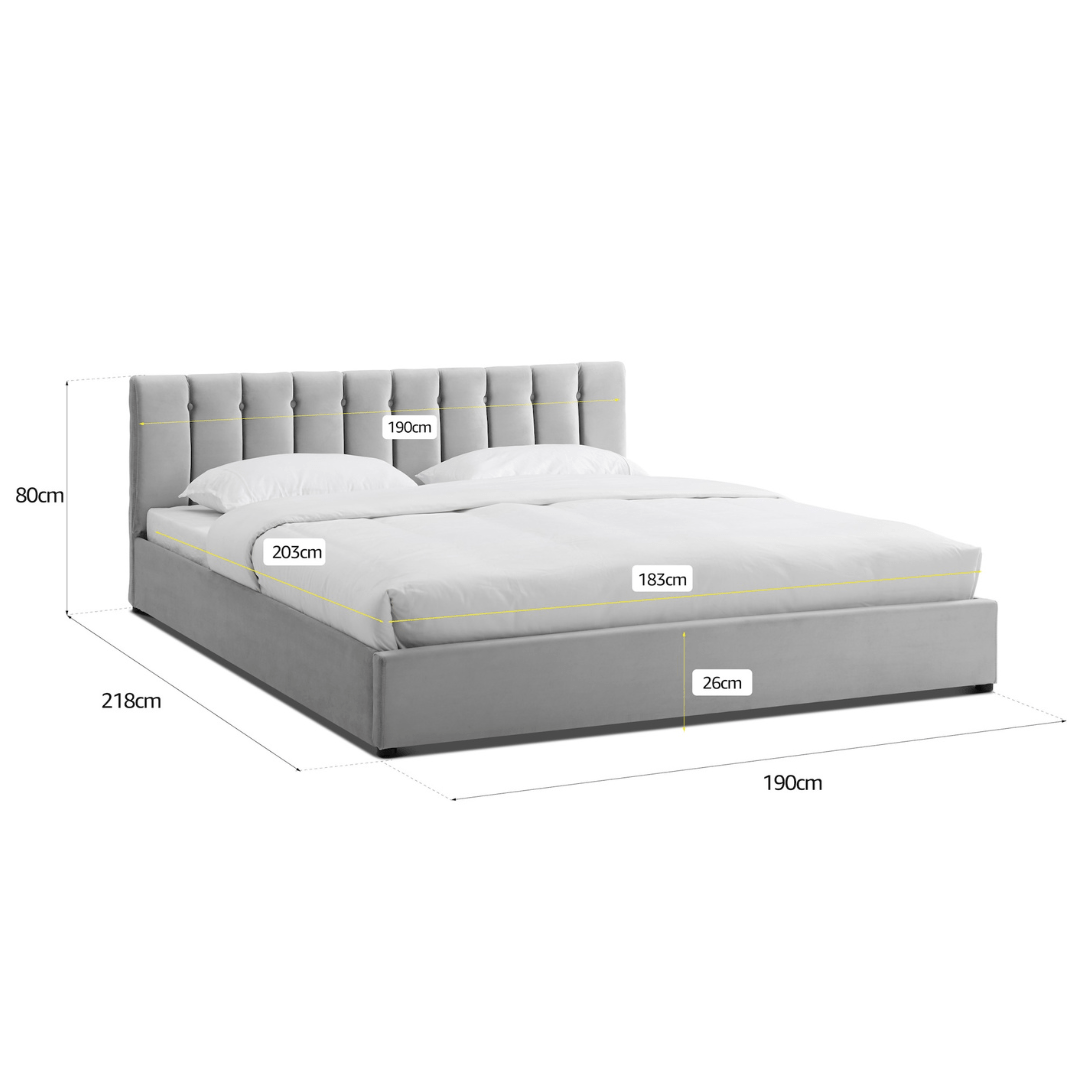 Light Grey Velvet Plush Ottoman Storage Bed Frame - Super King - Bargainia.com - 5056536100245 - MLM - 170955 - SK - LGY
