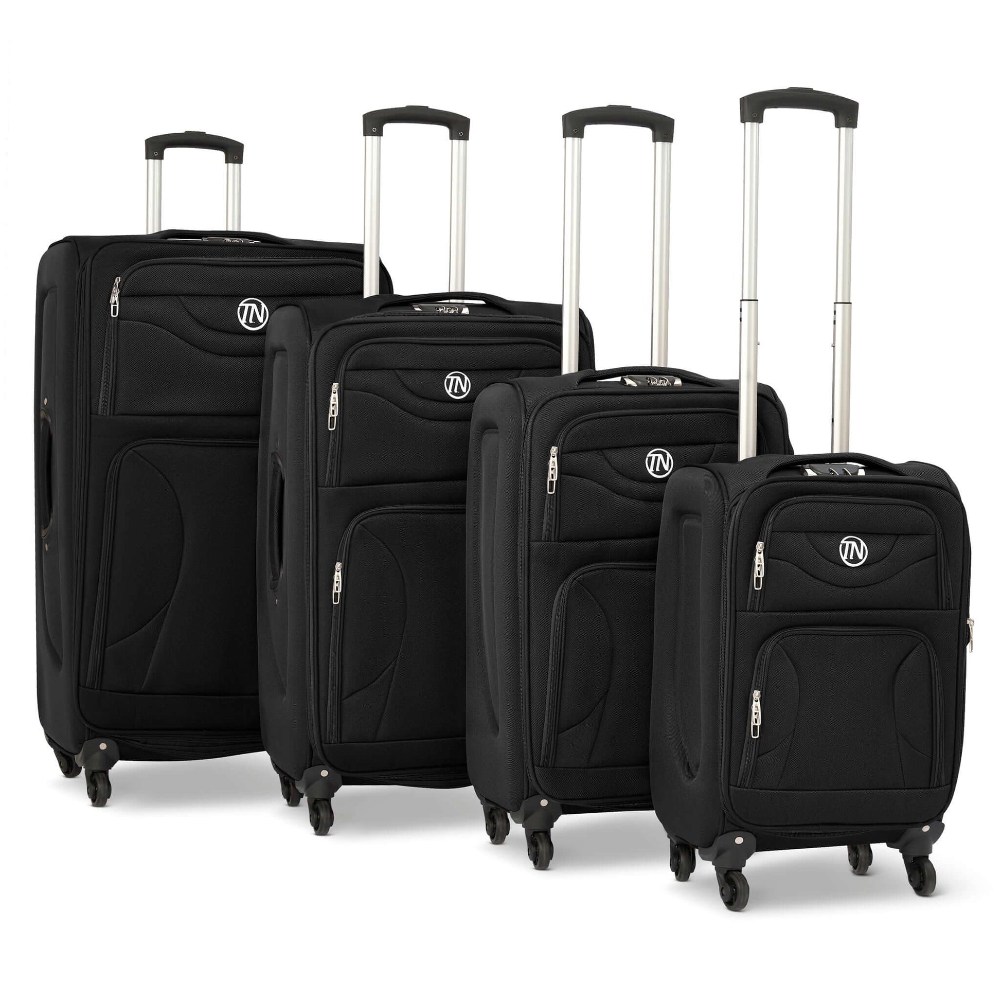 Lightweight Luggage Suitcase 4pcs 360 Wheels - Assorted Colours Suitcase Clearance Black