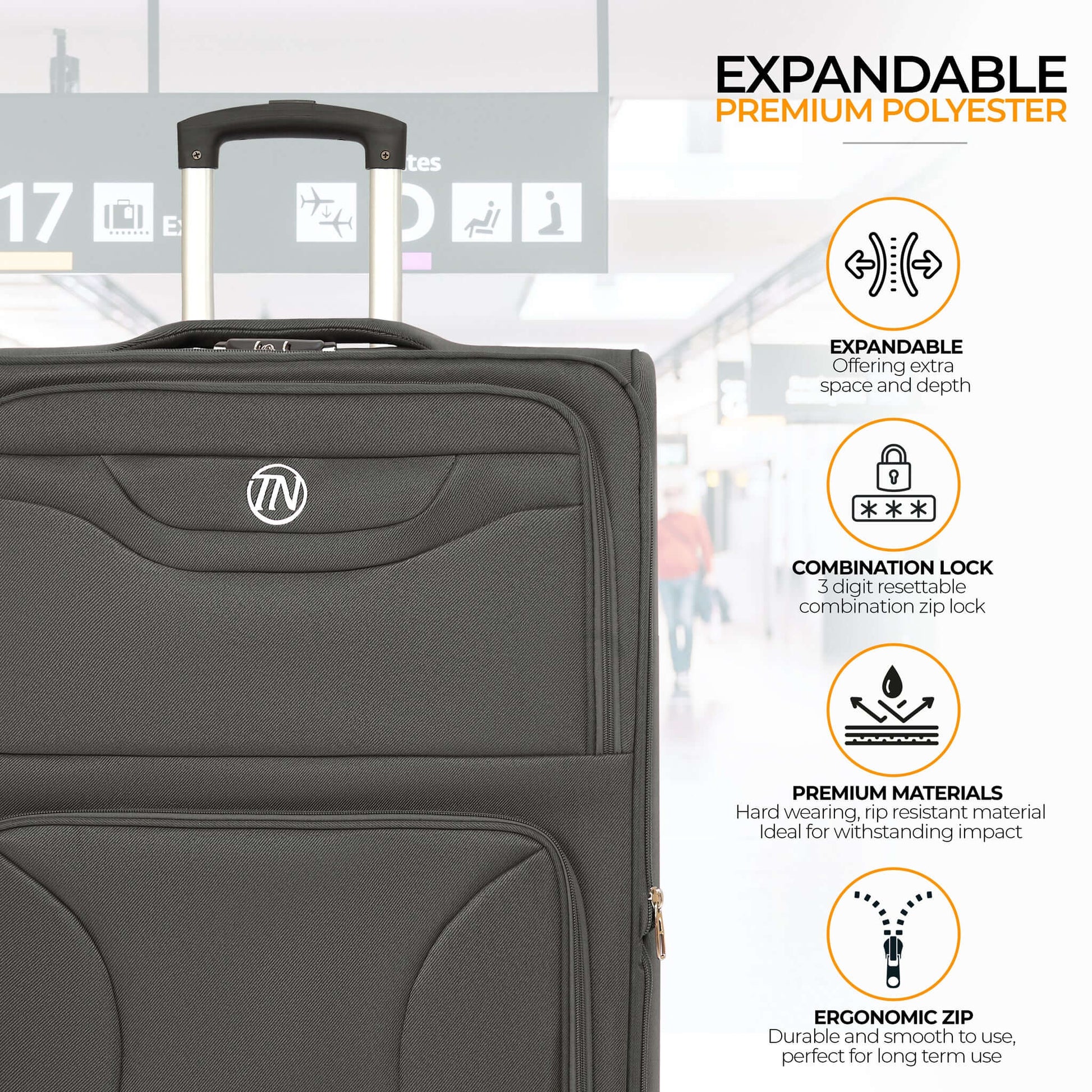 Lightweight Luggage Suitcase 4pcs 360 Wheels - Assorted Colours Suitcase Clearance