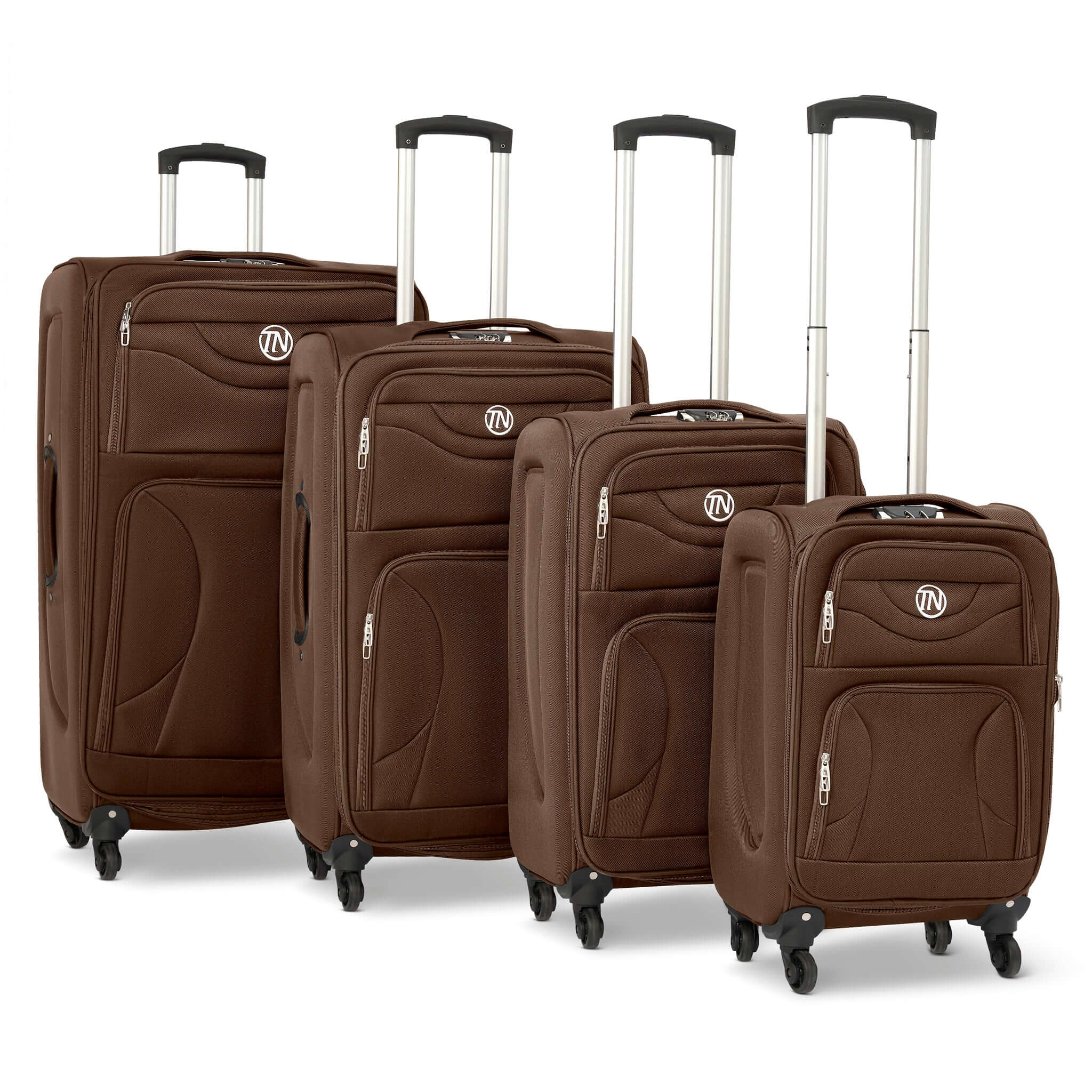 Lightweight Luggage Suitcase 4pcs 360 Wheels - Assorted Colours Suitcase Clearance Coffee