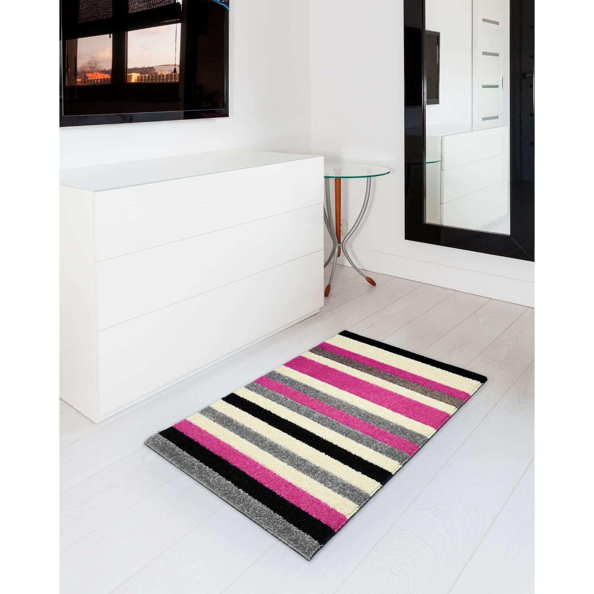 Linea Striped Pink Washable Rug - Bargainia.com - 5060912238323 - LIN001003