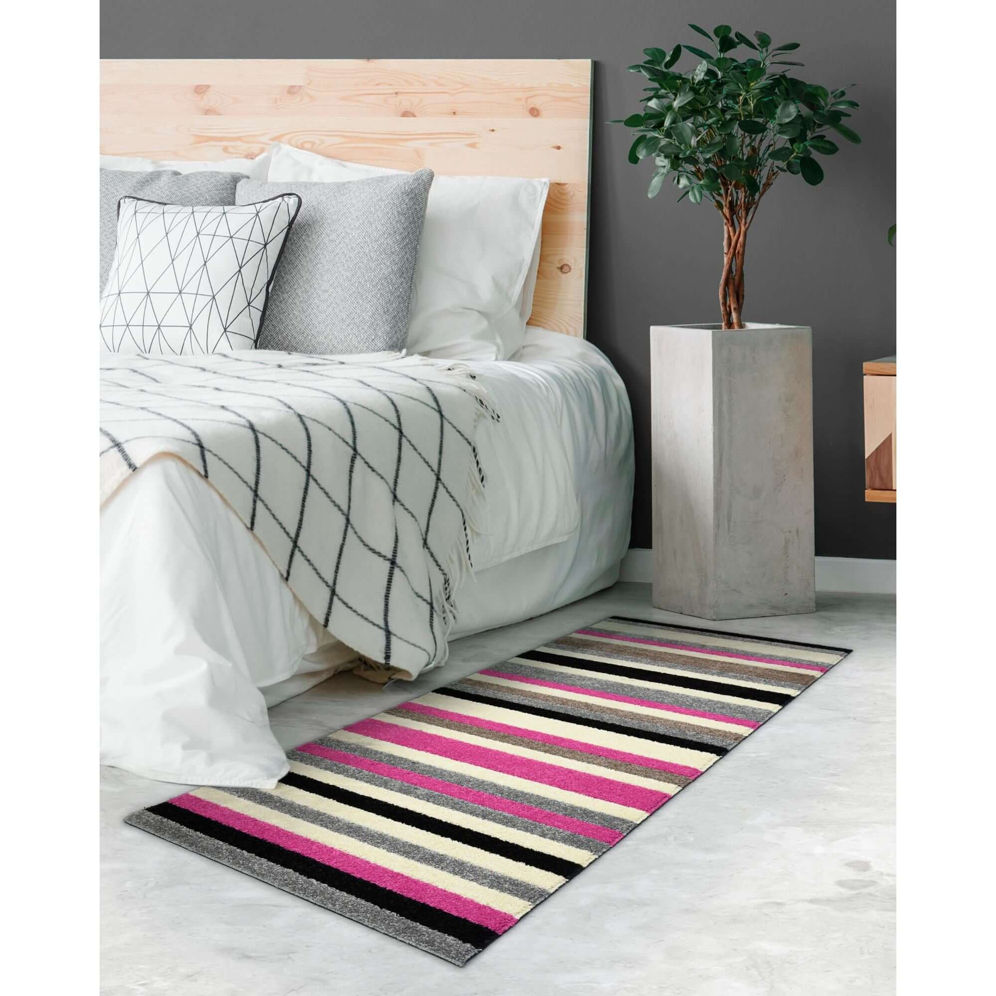 Linea Striped Pink Washable Rug - Bargainia.com - 5060912238460 - LIN002003