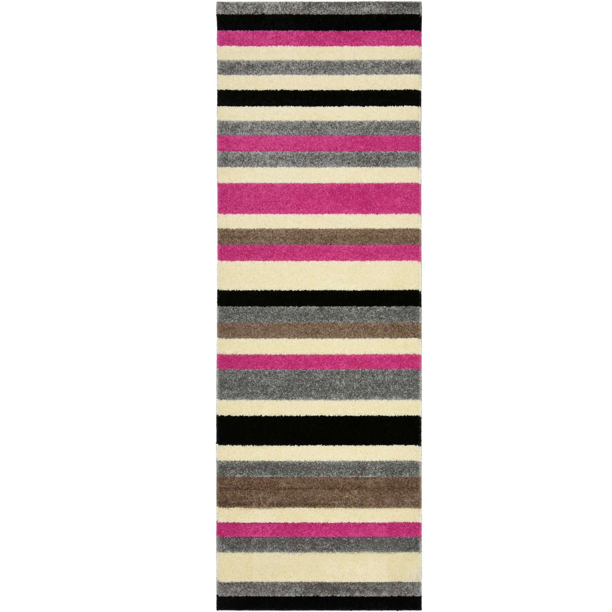 Linea Striped Pink Washable Rug - Bargainia.com - 5060912238460 - LIN002003