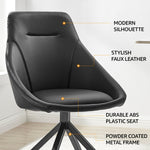 Lisbon Faux Leather Swivel Dining Chair - Black - Bargainia.com - 