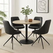 Lisbon Faux Leather Swivel Dining Chair - Black Dining Chair Clearance