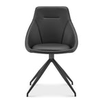 Lisbon Faux Leather Swivel Dining Chair - Black - Bargainia.com - 